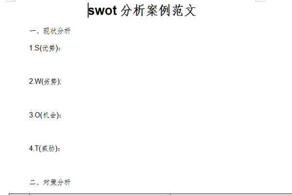 swot分析案例范文截图