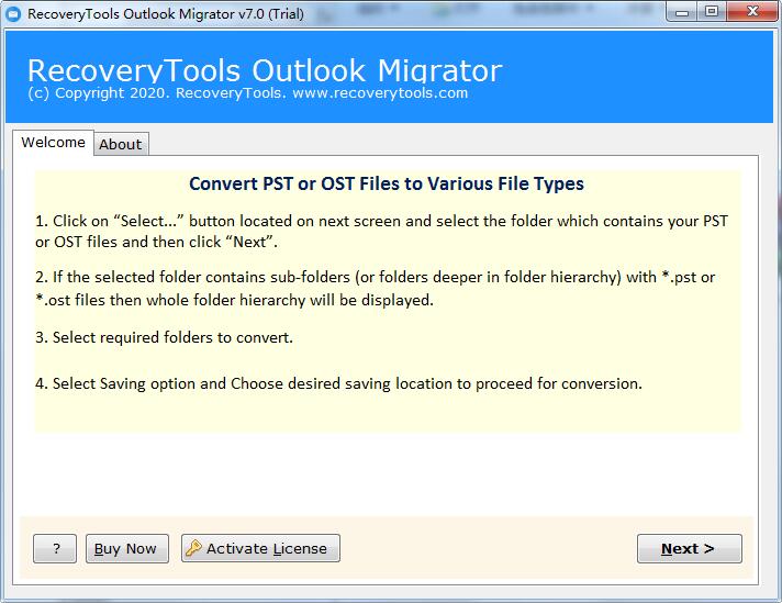 RecoveryTools Outlook Migrator截图