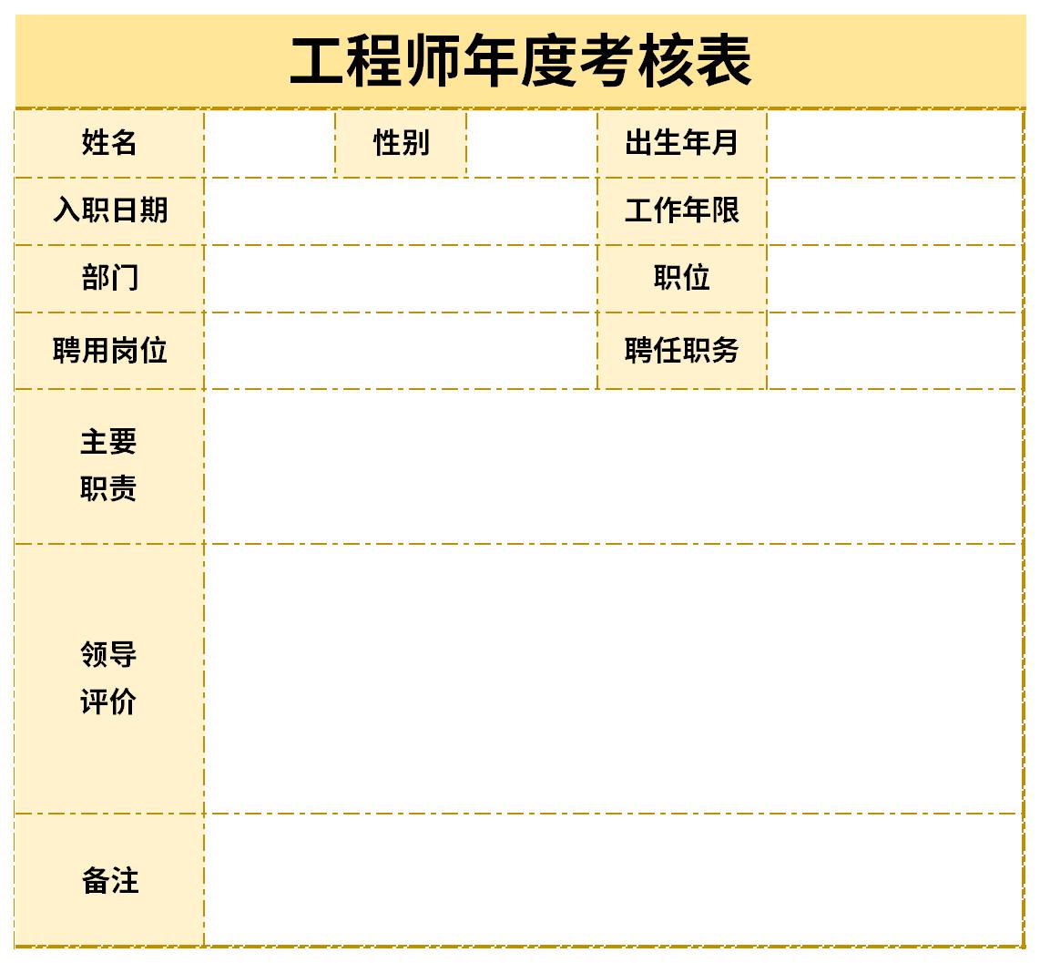 工程师年度考核表截图