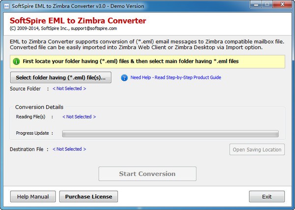 SoftSpire EML to Zimbra Converter截图