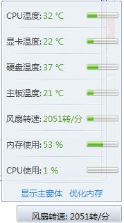 鲁大师温度监控截图