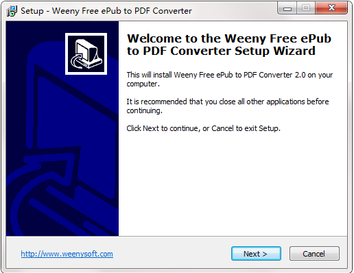 Weeny Free ePub to PDF Converter截图