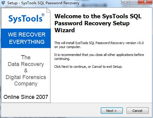 SysTools SQL Password Recovery截图