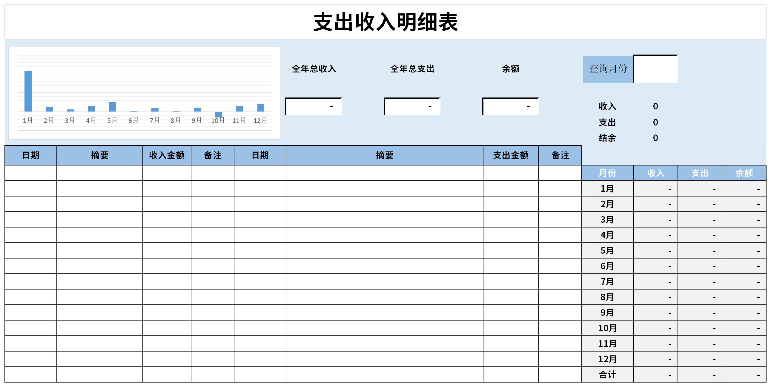 支出收入明细表截图