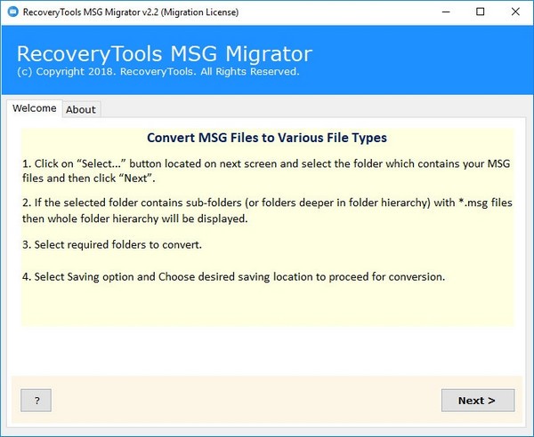 RecoveryTools MSG Migrator截图