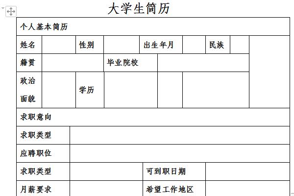 大学生简历优秀范文截图