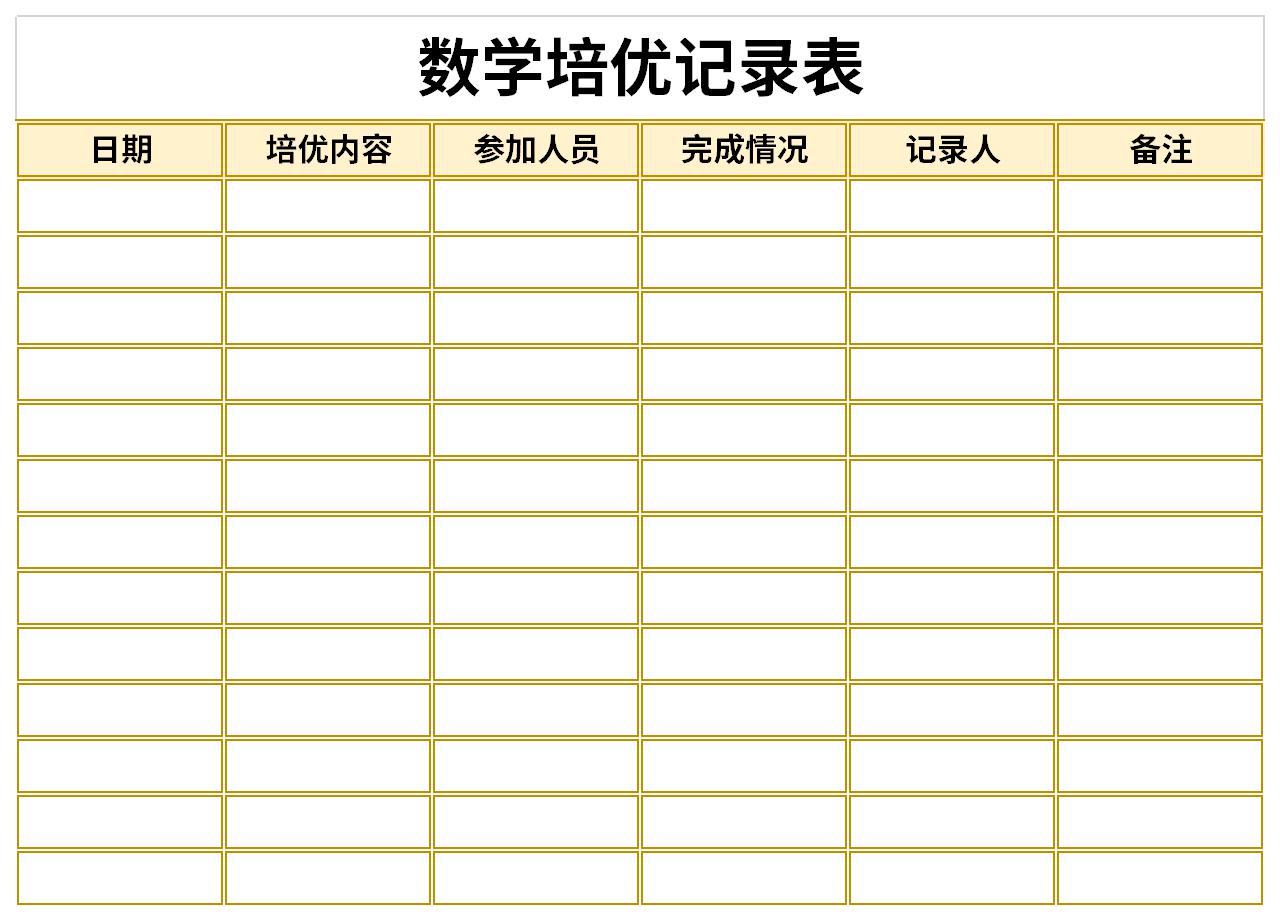 一年级数学培优辅差记录表截图