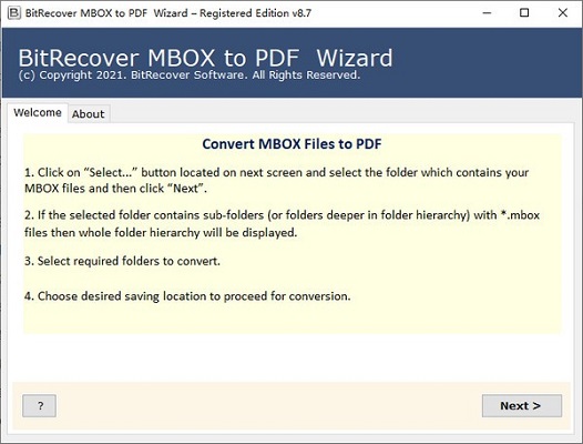 BitRecover MBOX to PDF Wizard截图