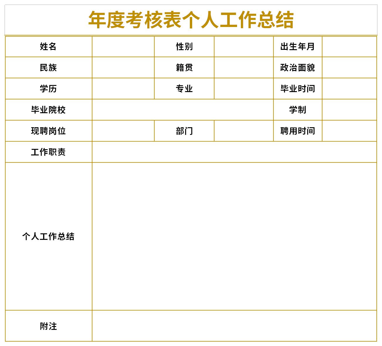 年度考核表的个人总结截图