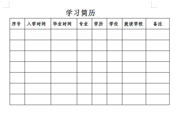 学习简历截图