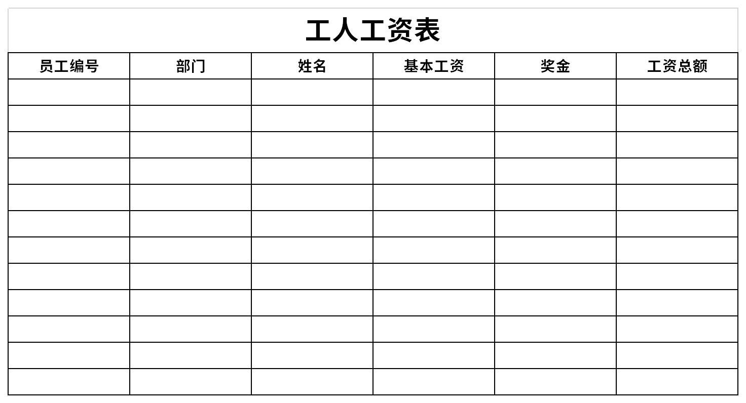 工人工资表模板截图