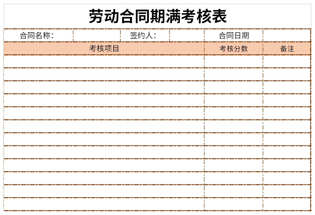 劳动合同期满考核表截图