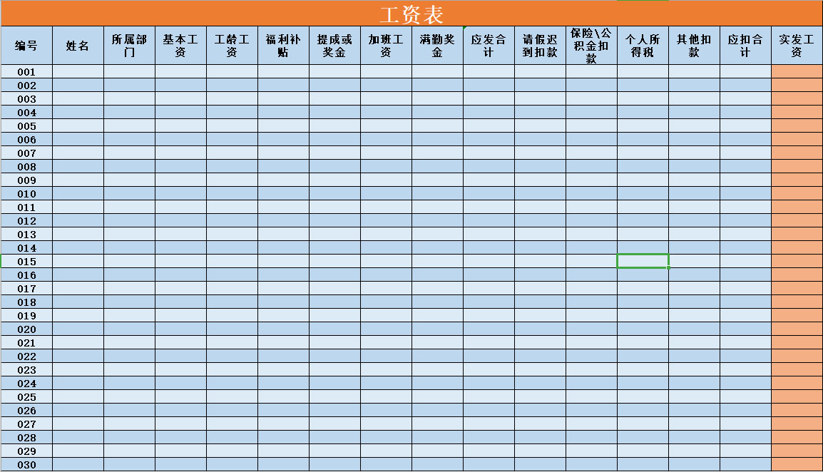 2021版工资表截图