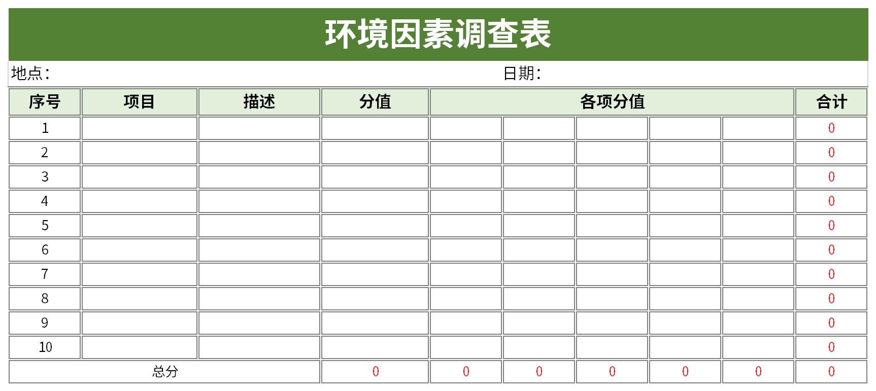 环境因素调查表截图