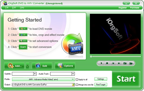 iOrgSoft DVD to AMV Converter截图