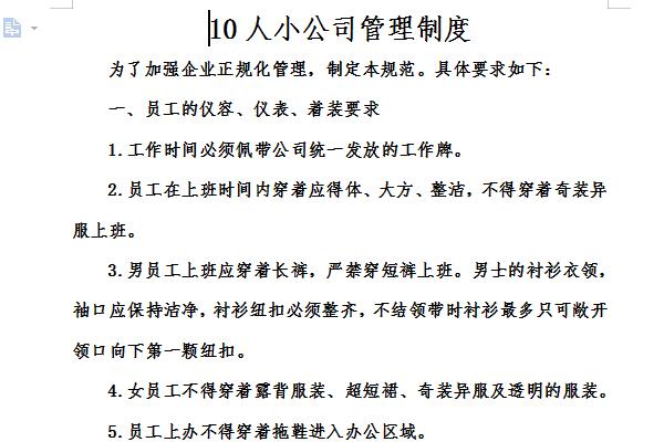 10人小公司管理制度截图