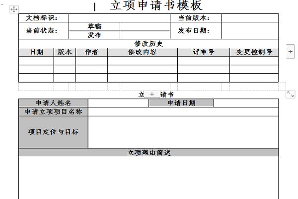 立项申请书模板截图