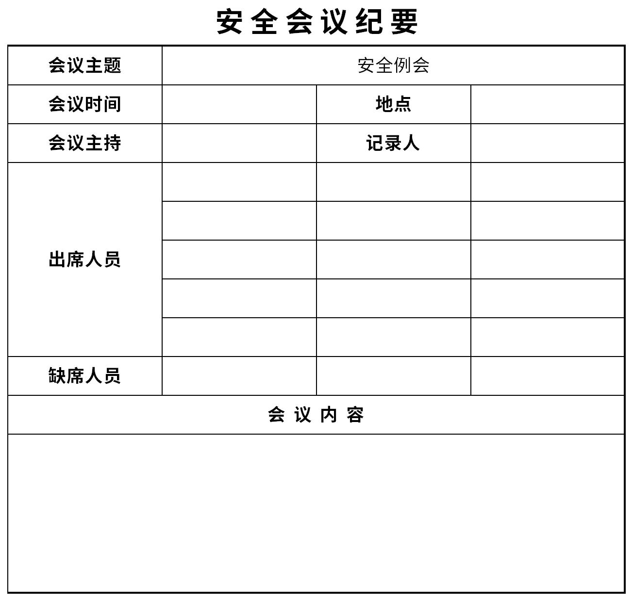 安全会议纪要表截图