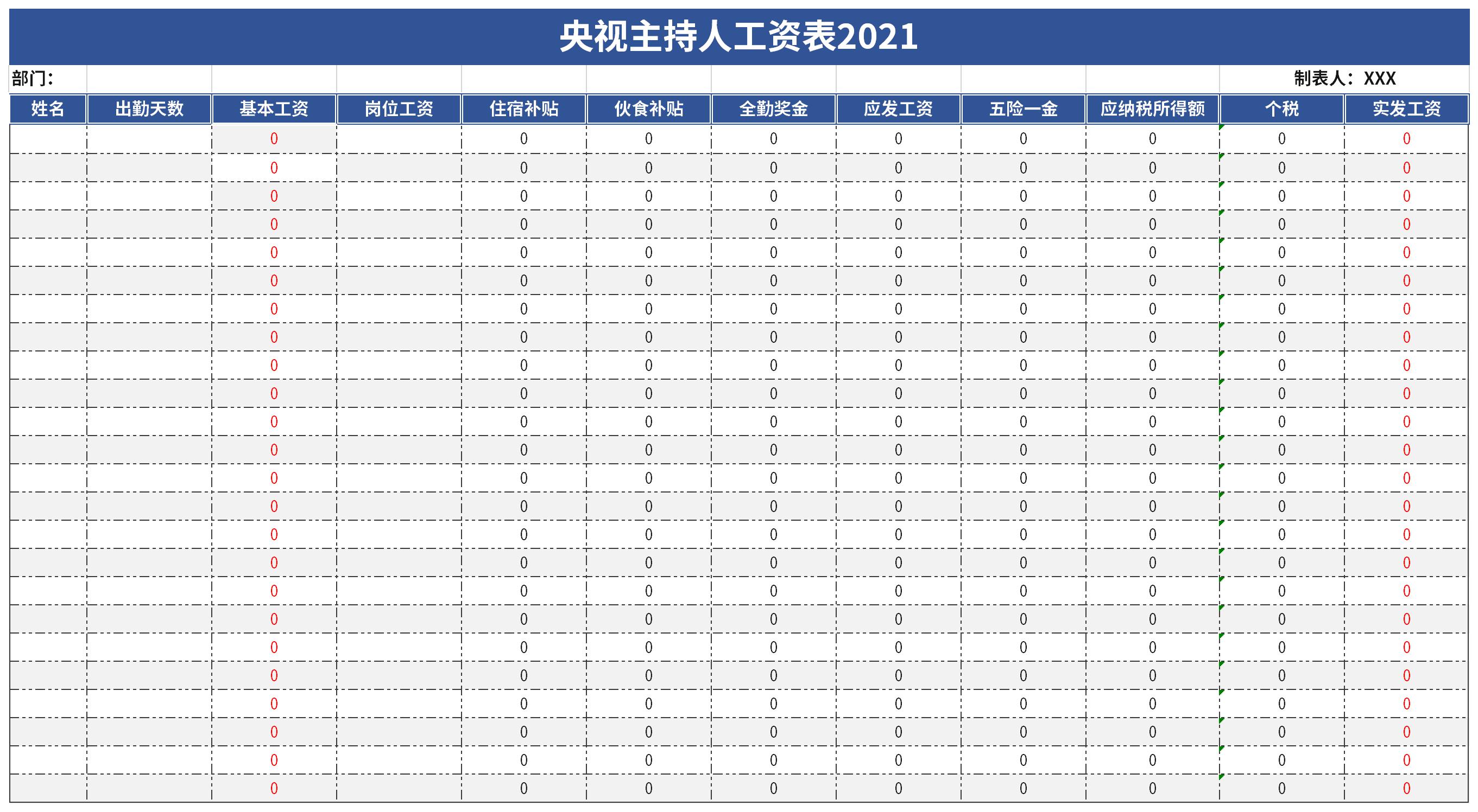 央视主持人工资表2021截图