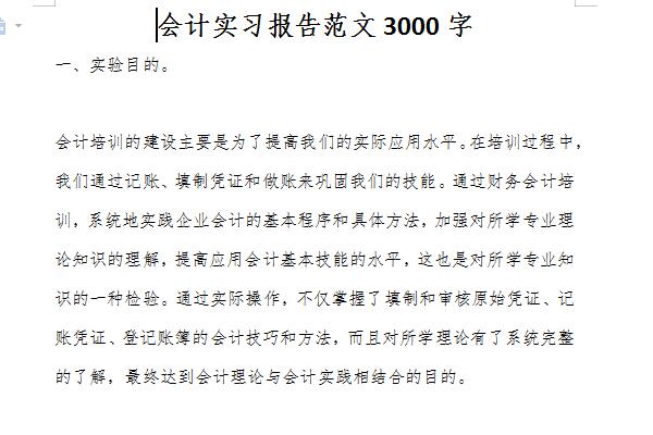 会计实习报告范文3000字截图