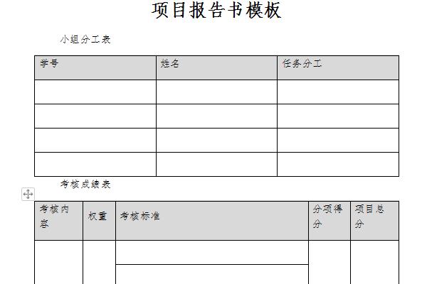 项目报告书模板截图