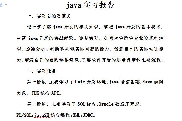 java实习报告截图