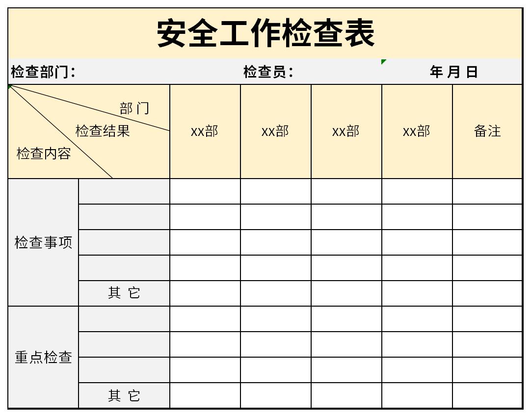 安全工作检查表截图