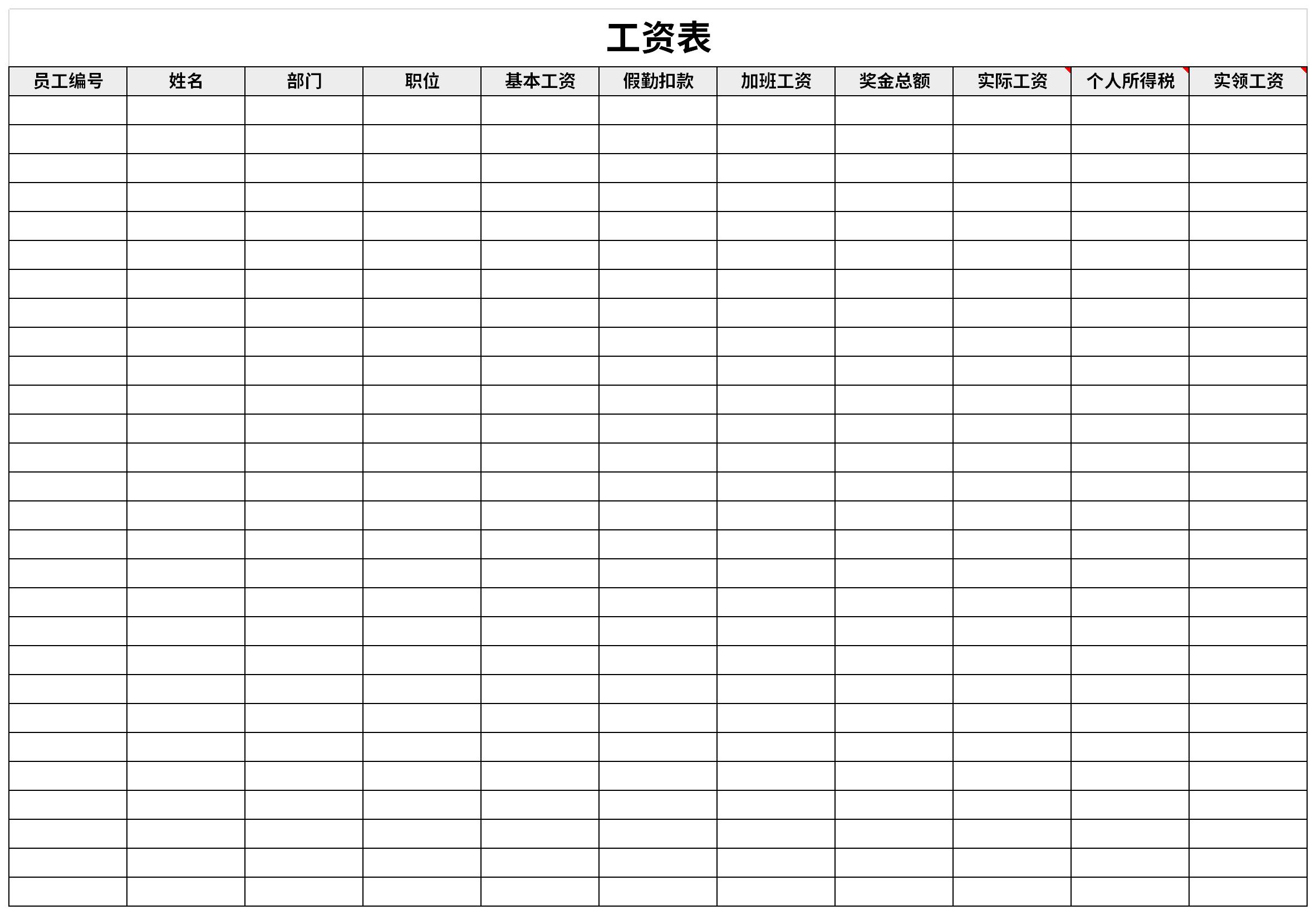 2021年工资表模板截图