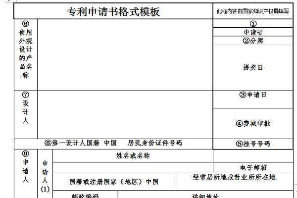 专利申请书格式模板截图