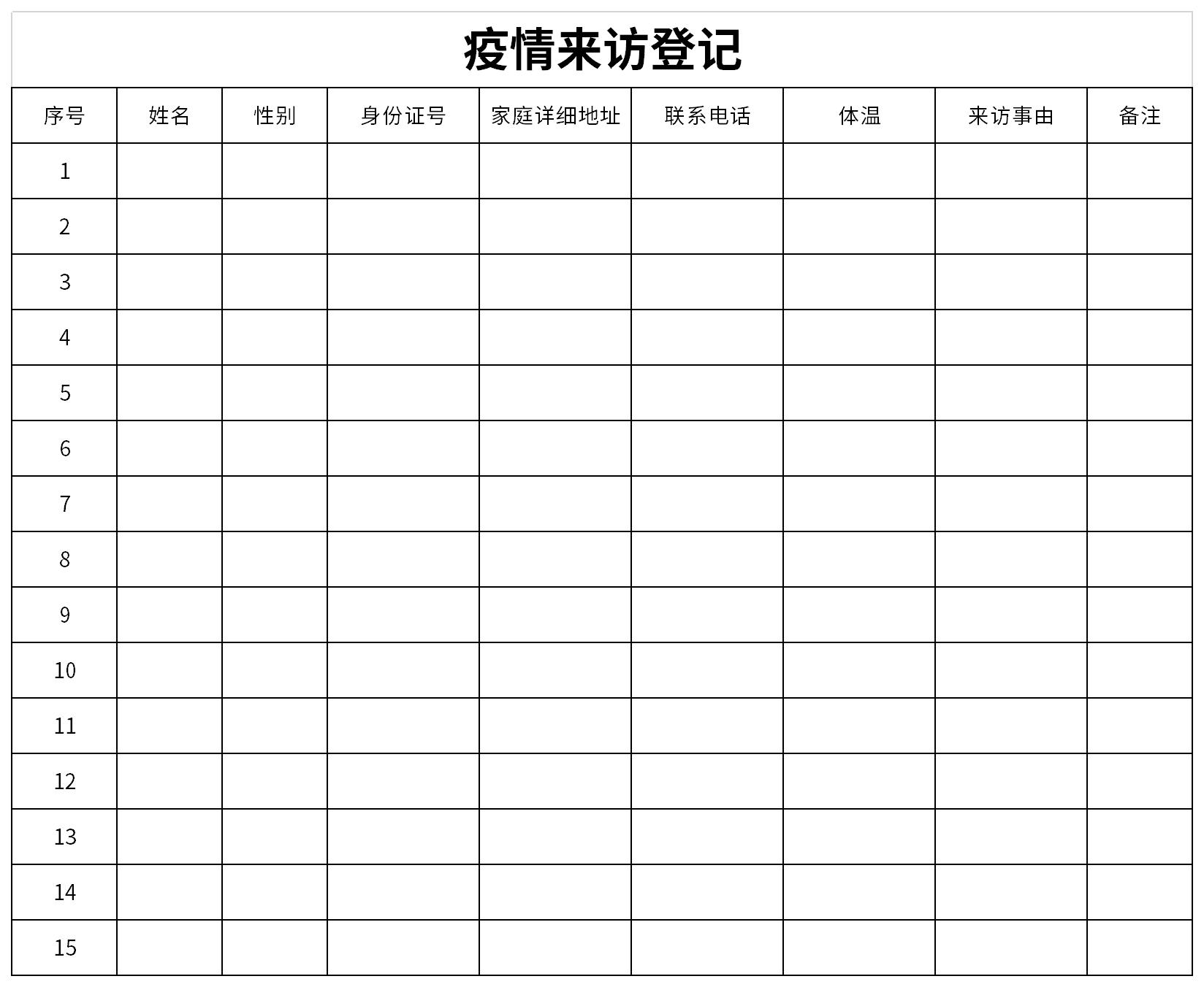 疫情来访登记截图