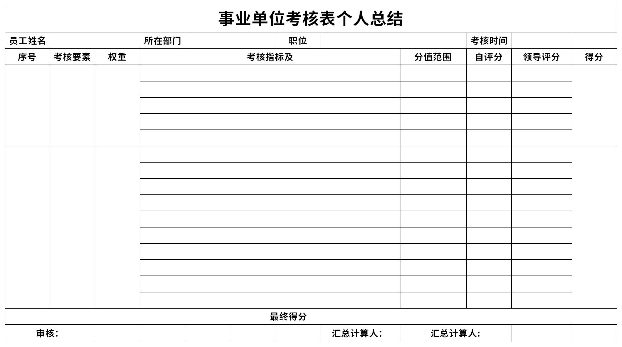 事业单位考核表个人总结截图