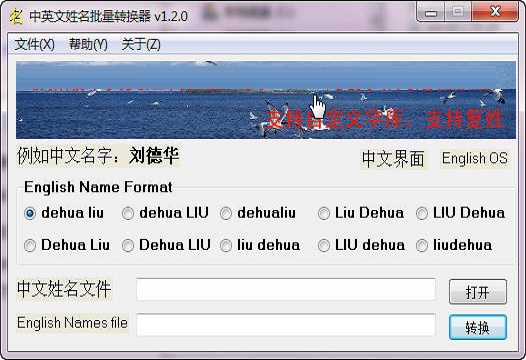 中英文姓名批量转换器截图