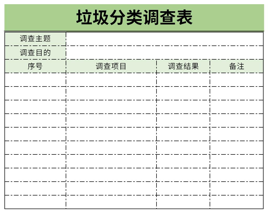 幼儿园垃圾分类调查表截图