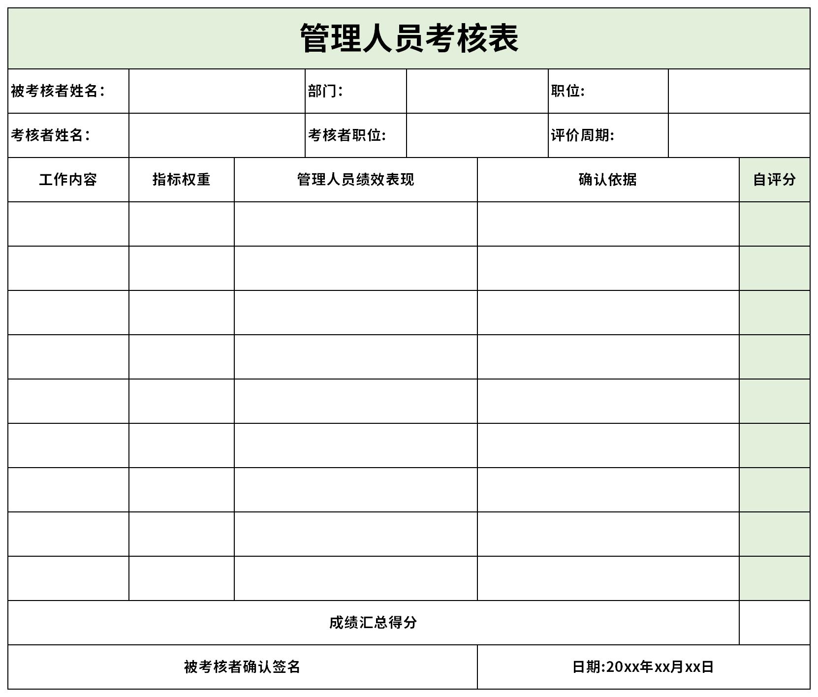 管理人员考核表截图