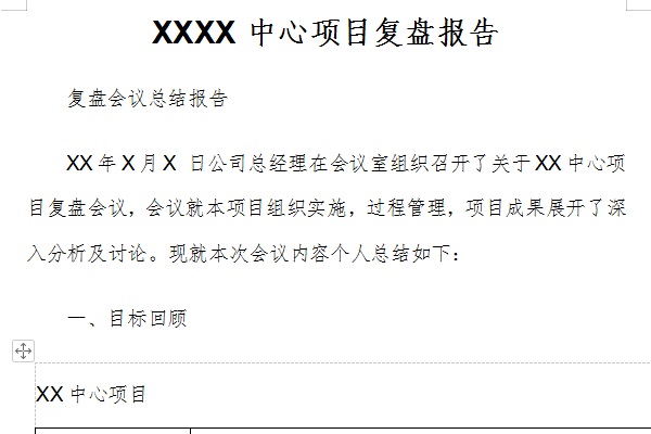 项目复盘总结报告截图