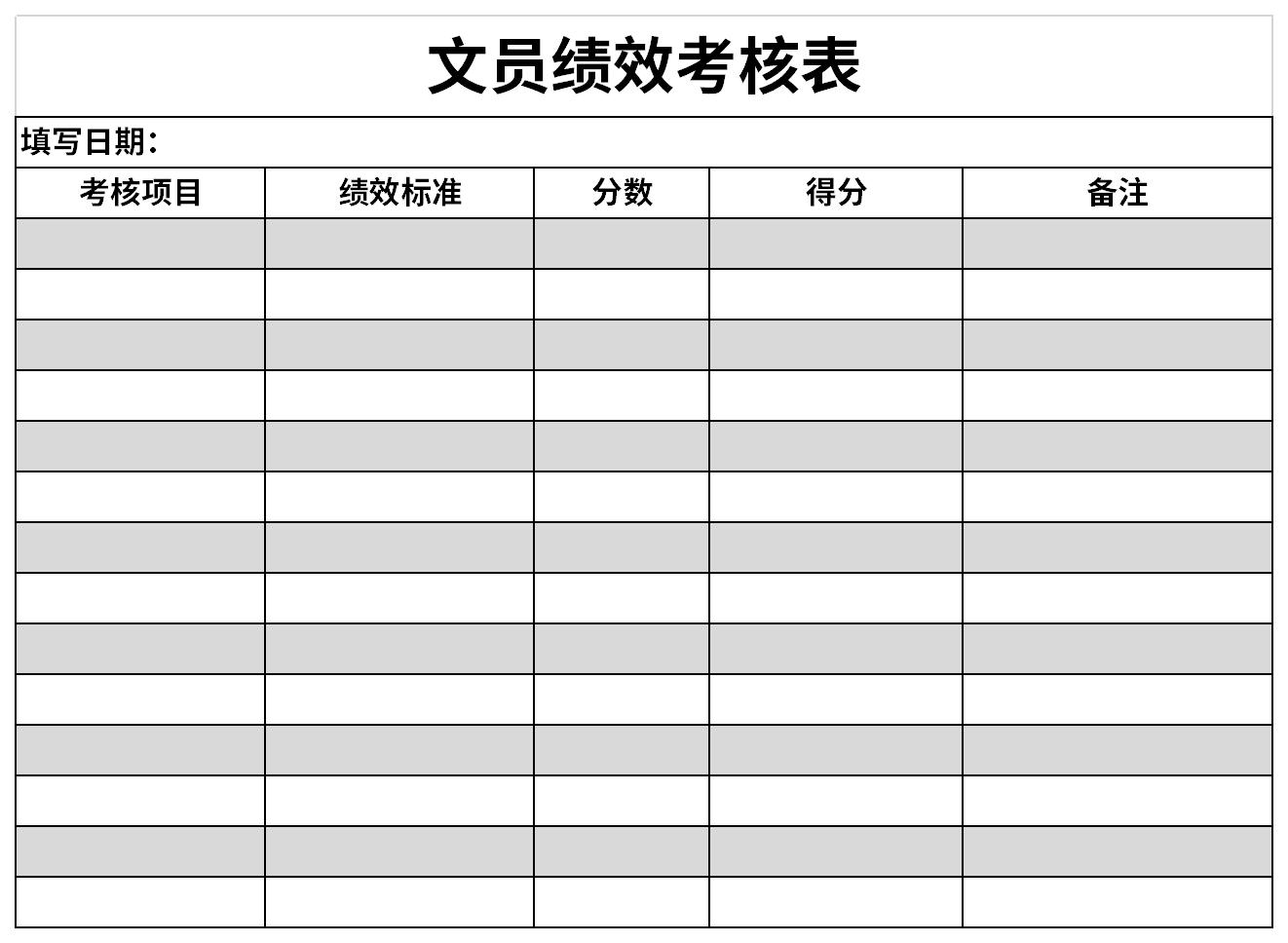 文员绩效考核表截图