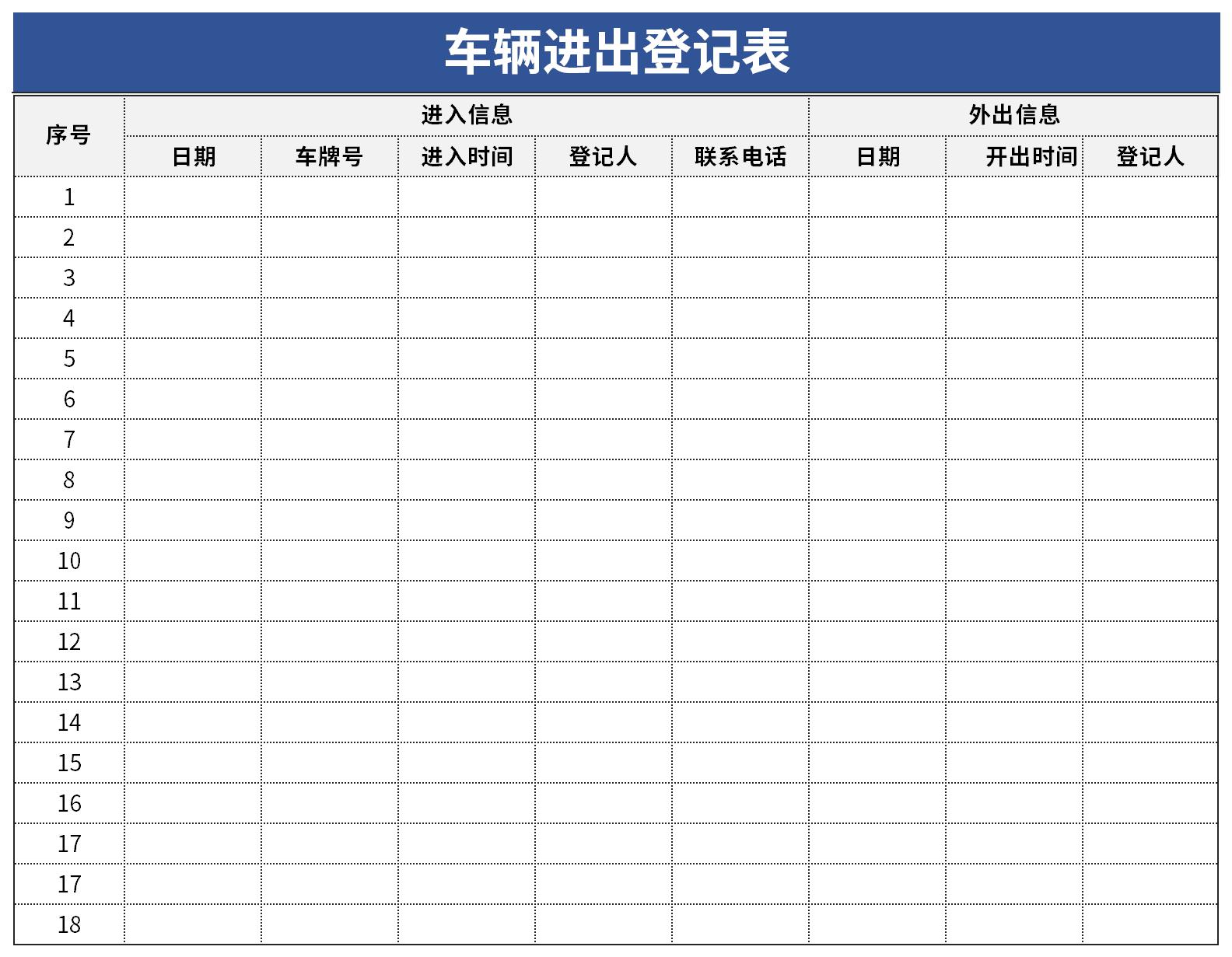 出车登记表截图