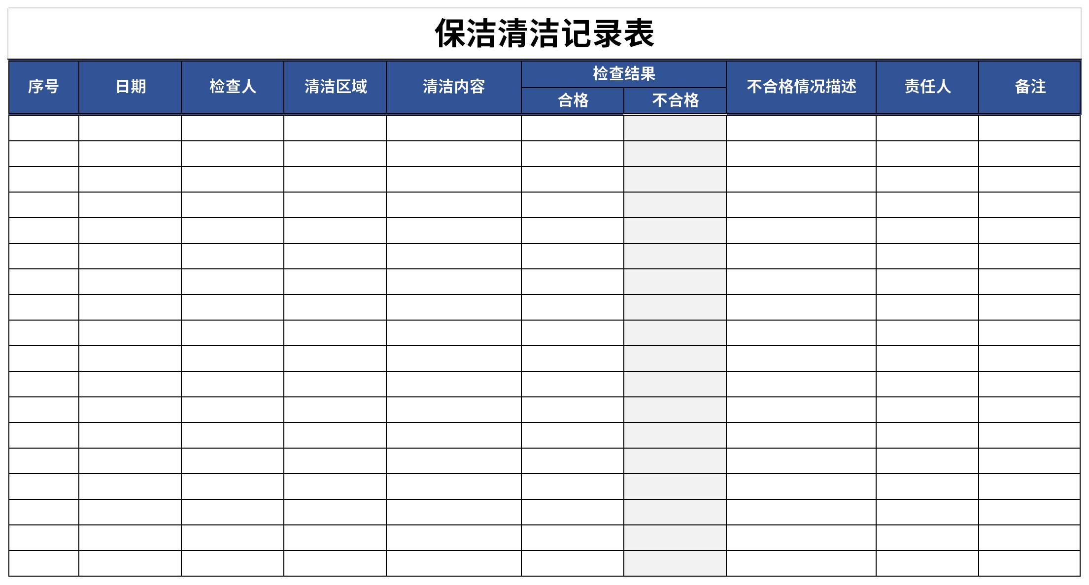 保洁清洁记录表截图