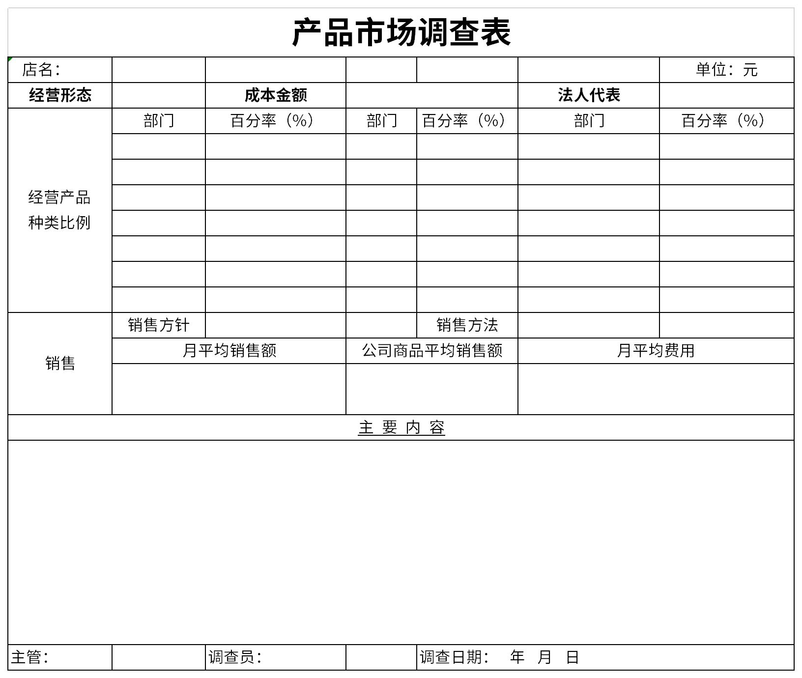 产品市场调查表截图