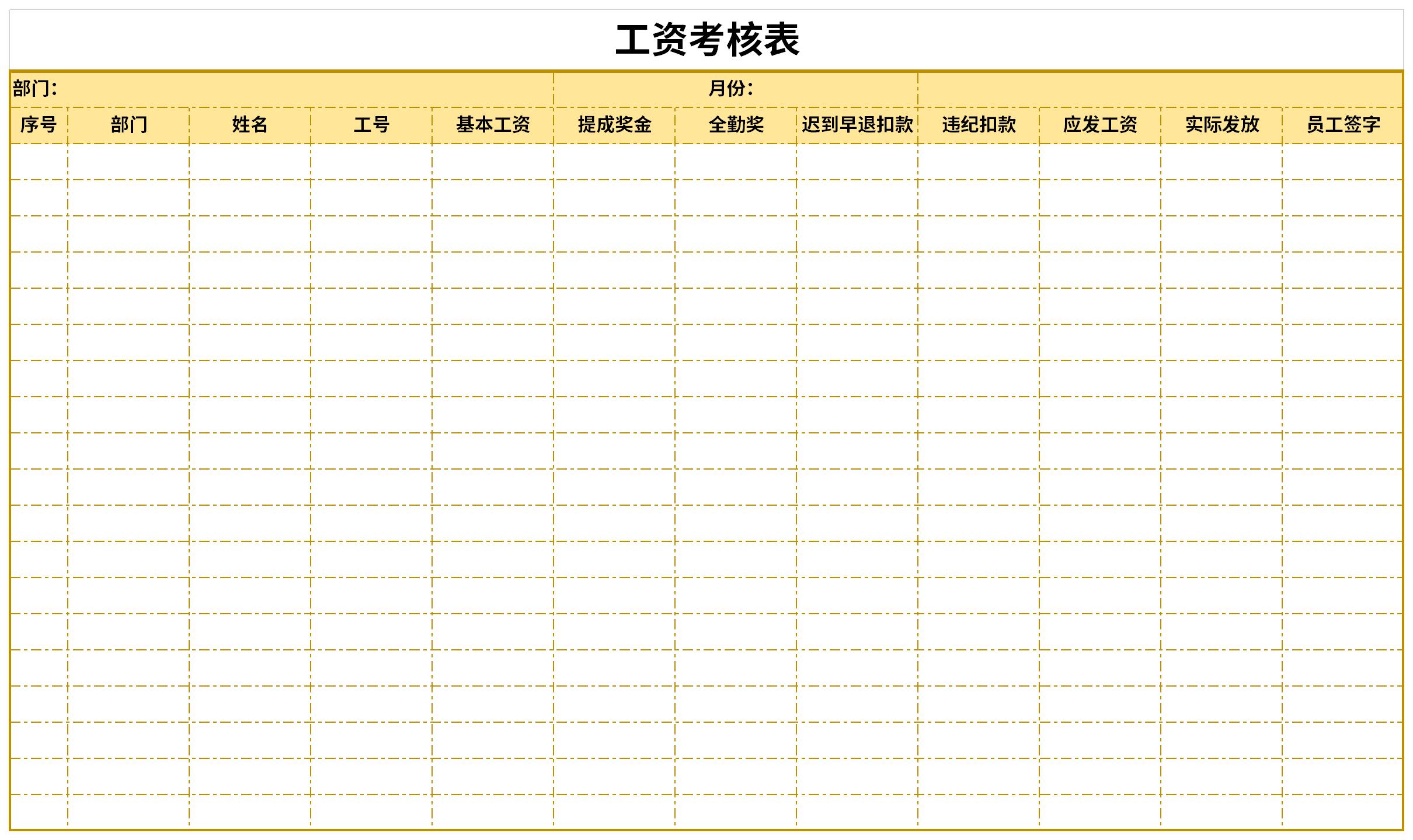 工资绩效考核表截图