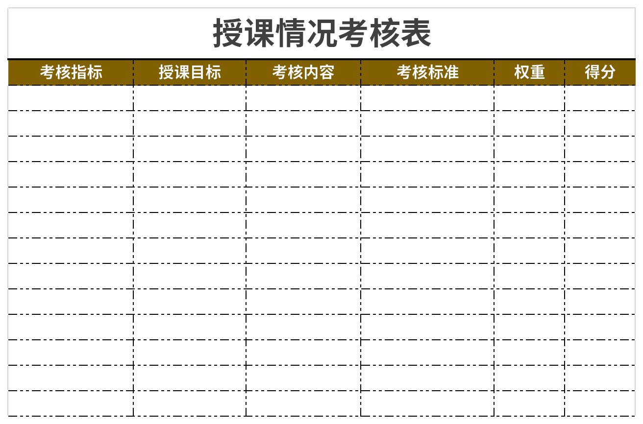 授课情况考核表截图