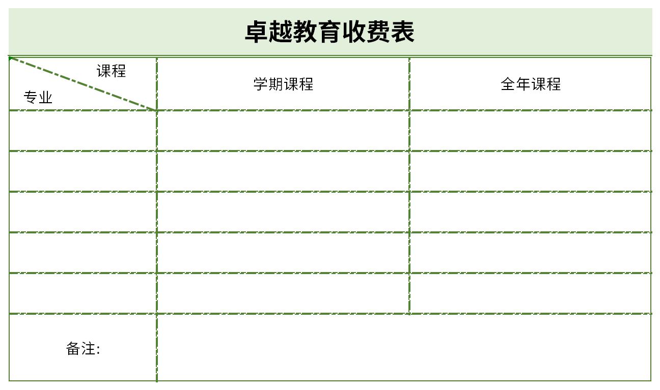 卓越教育收费表截图