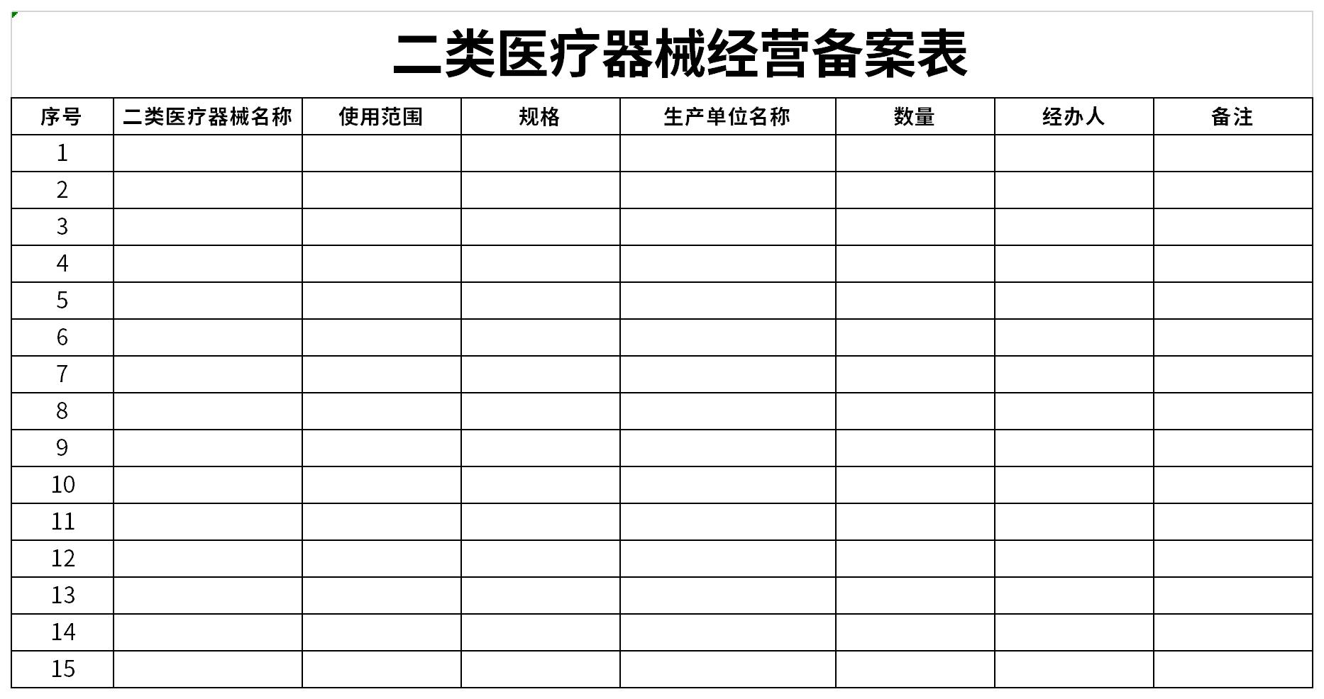 二类医疗器械经营备案表截图