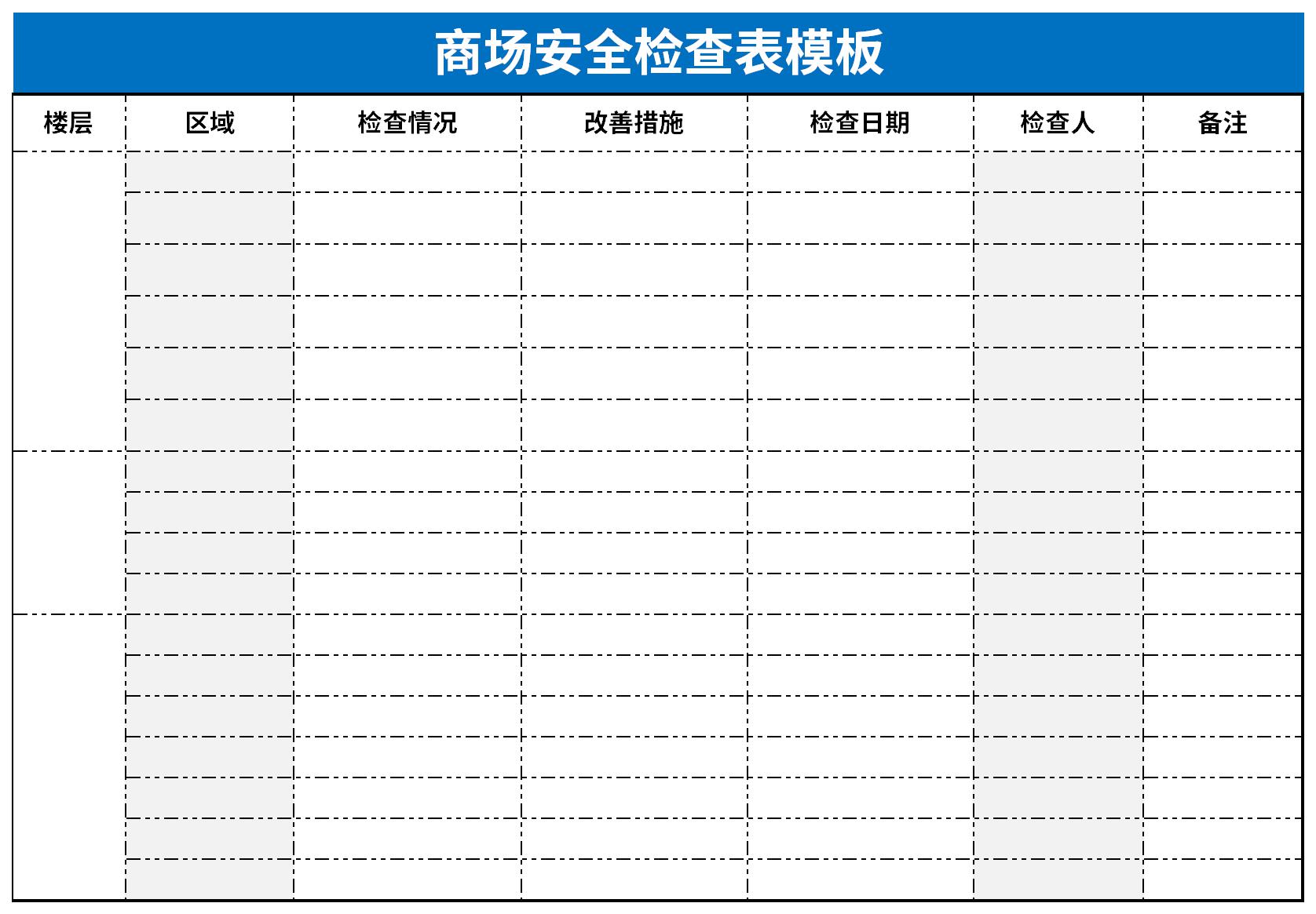 商场安全检查表模板截图