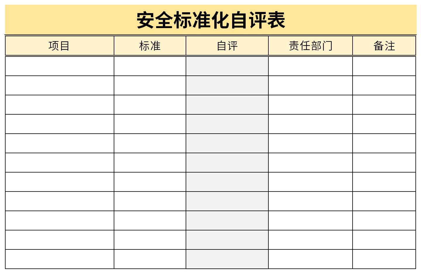 安全标准化自评表截图