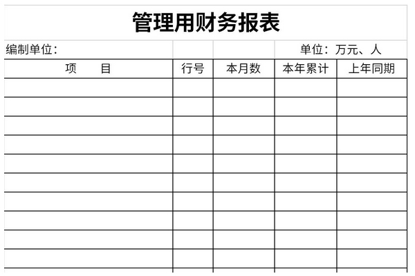 管理用财务报表截图