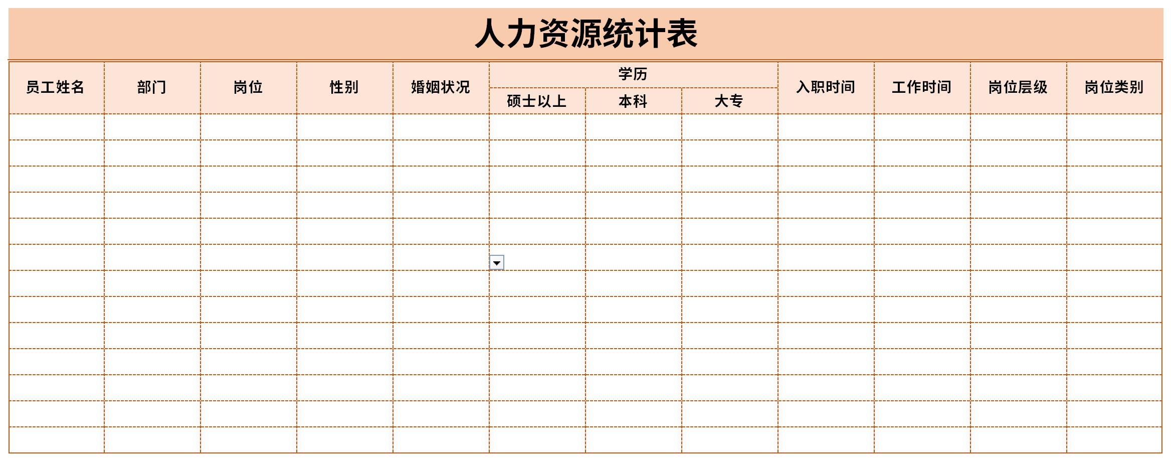 人力资源统计表截图