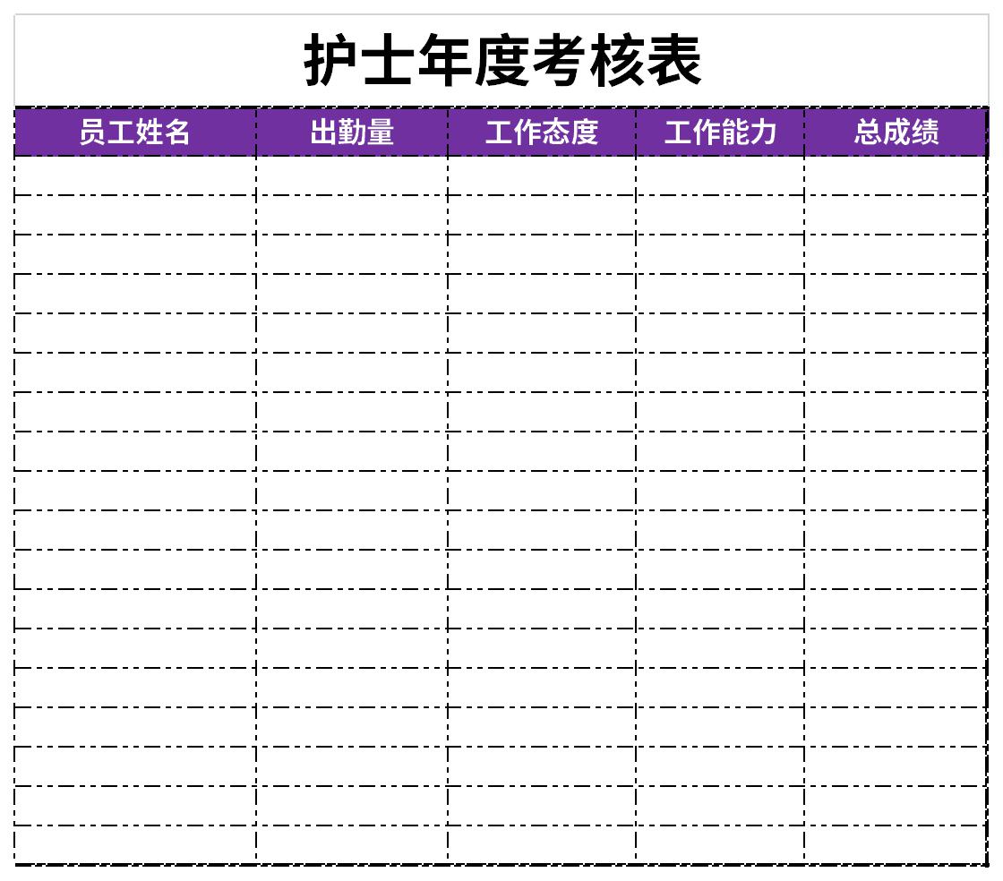 护士年度考核表截图