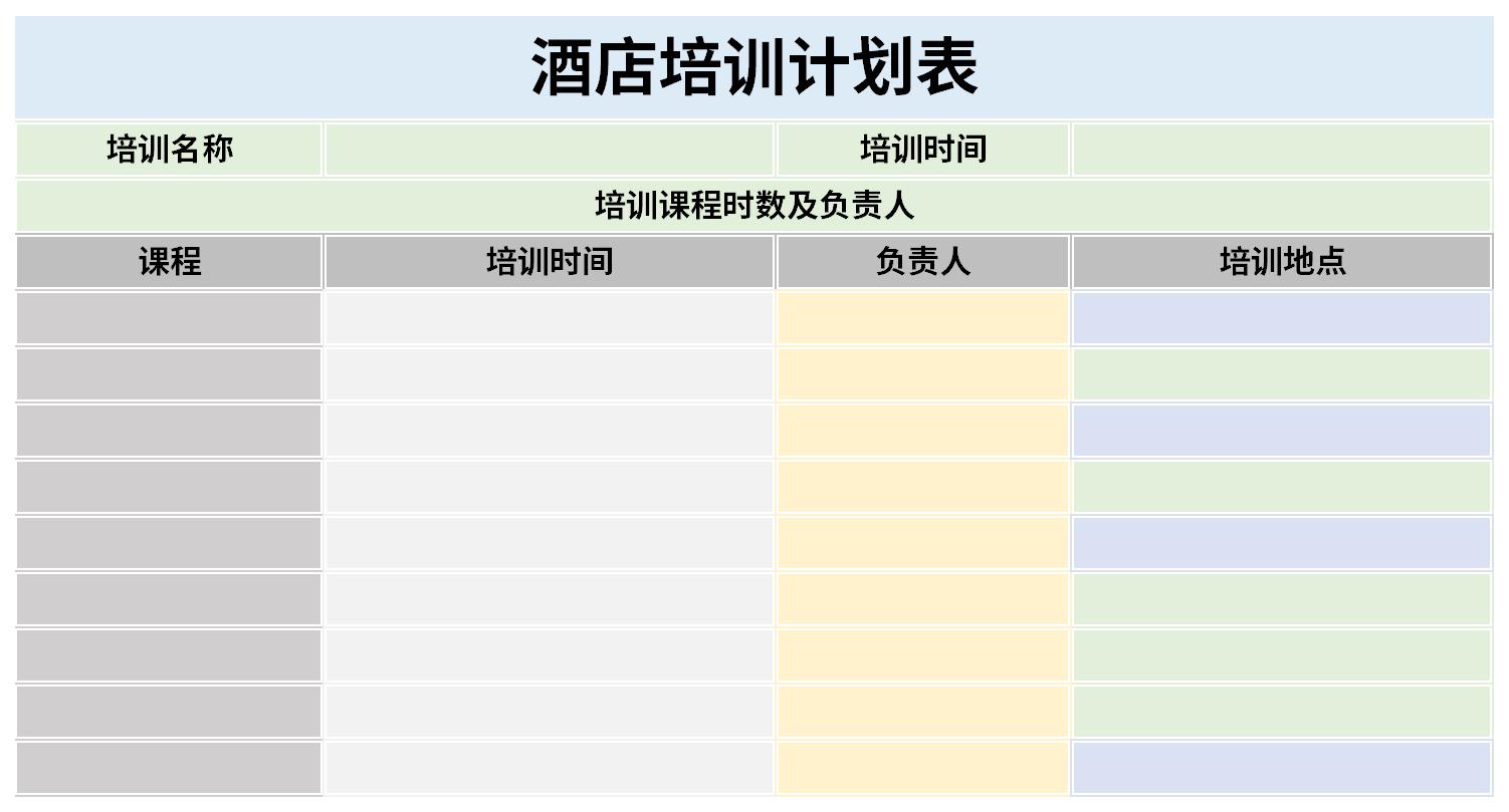 酒店培训计划表截图