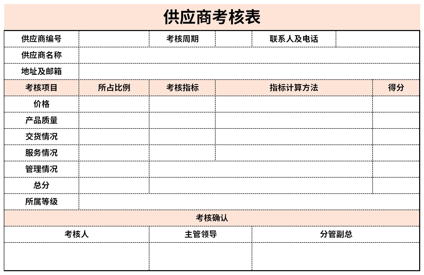 供应商年度考核表截图